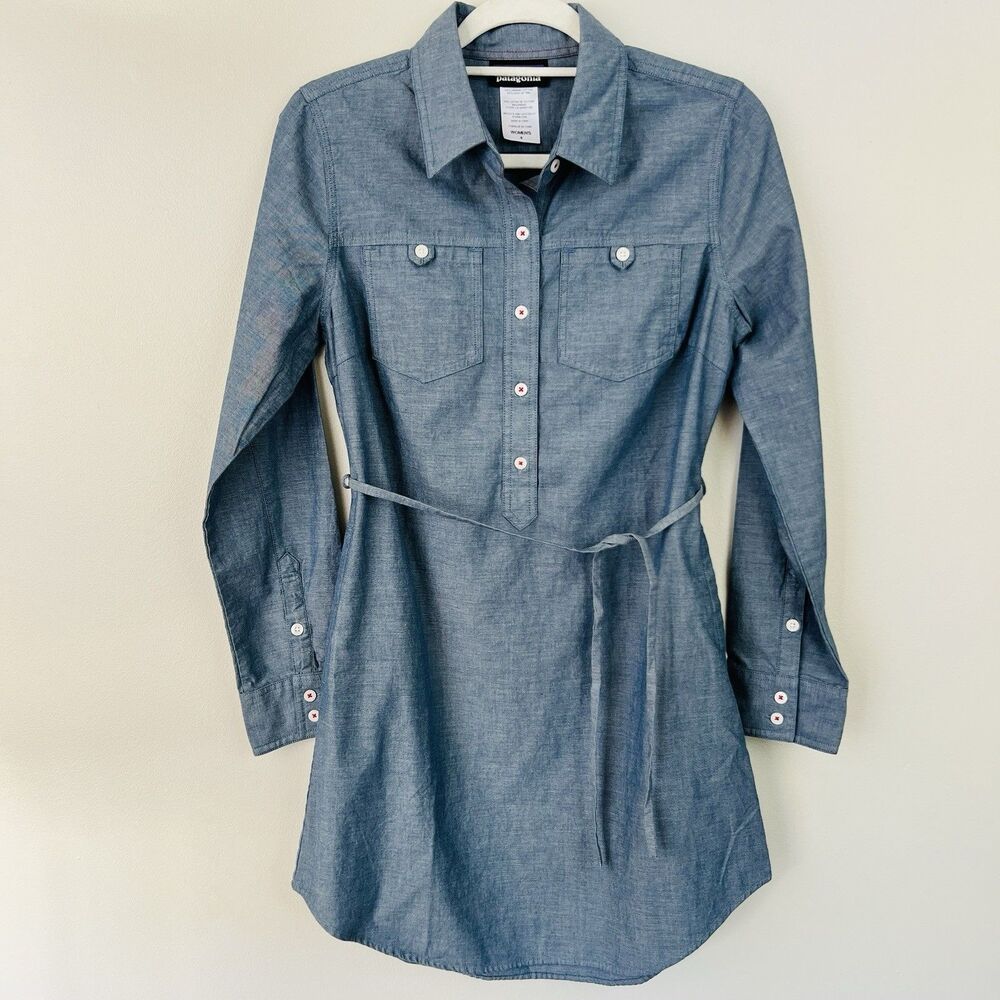 Patagonia Worn Wear Blue Chambray Featherstone Dress Denim Style Soft Comfy Sz 4